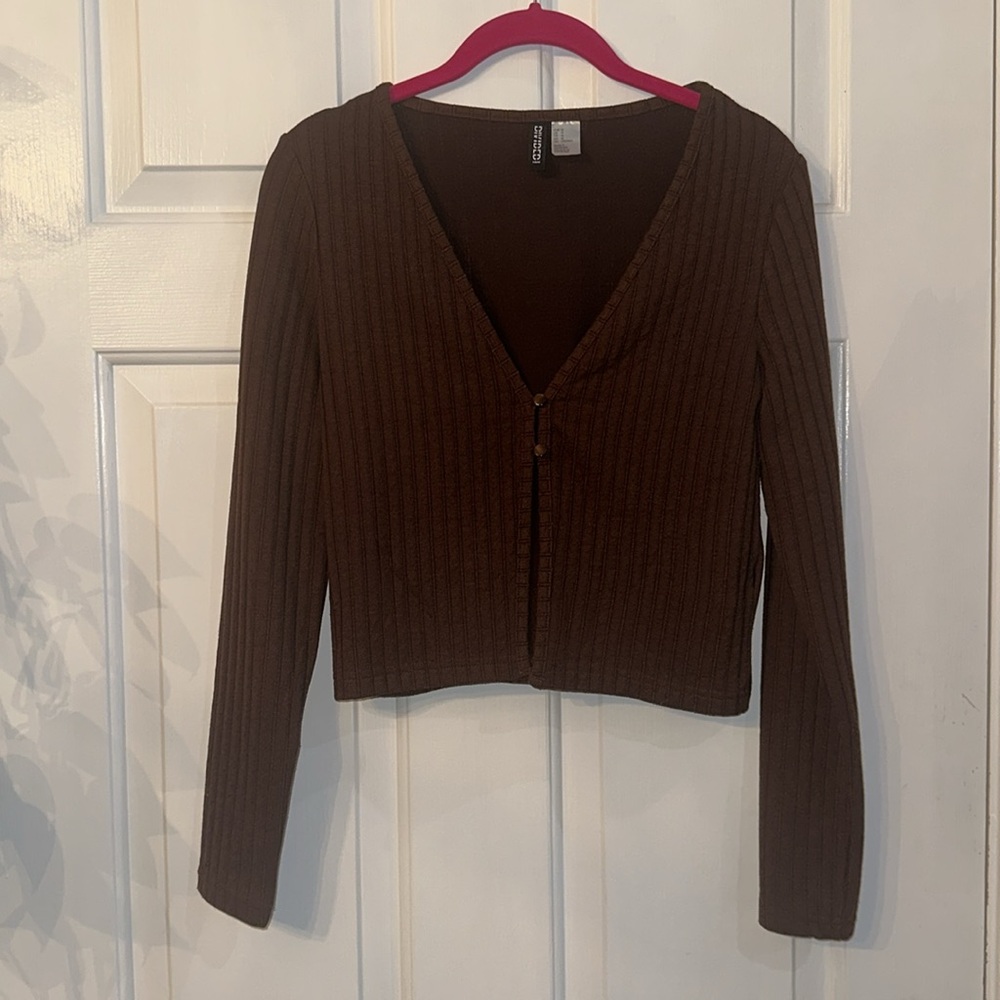 H&M Brown Ribbed Cardigan - Picture 3 of 6